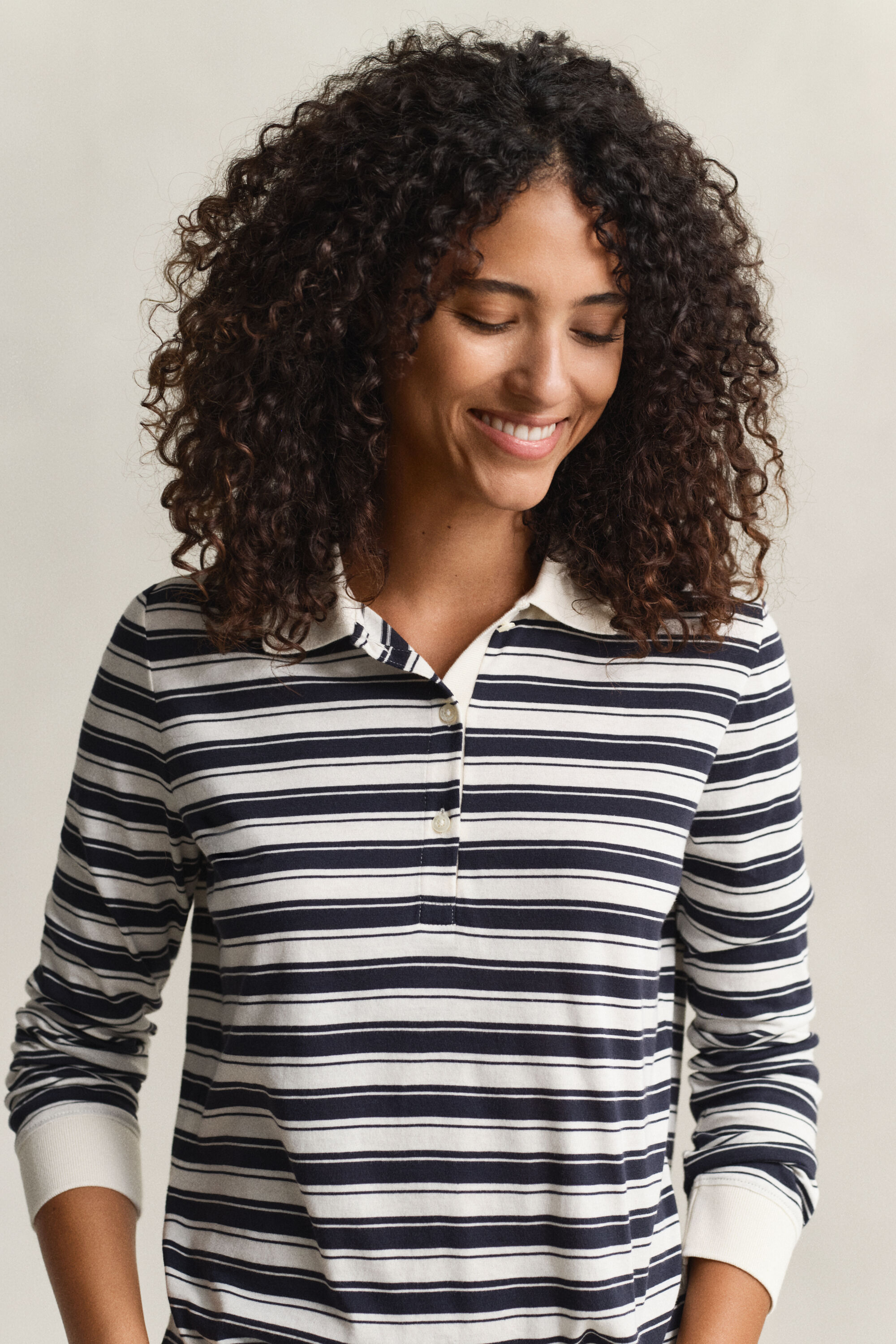 Striped Long Sleeve Polo Shirt