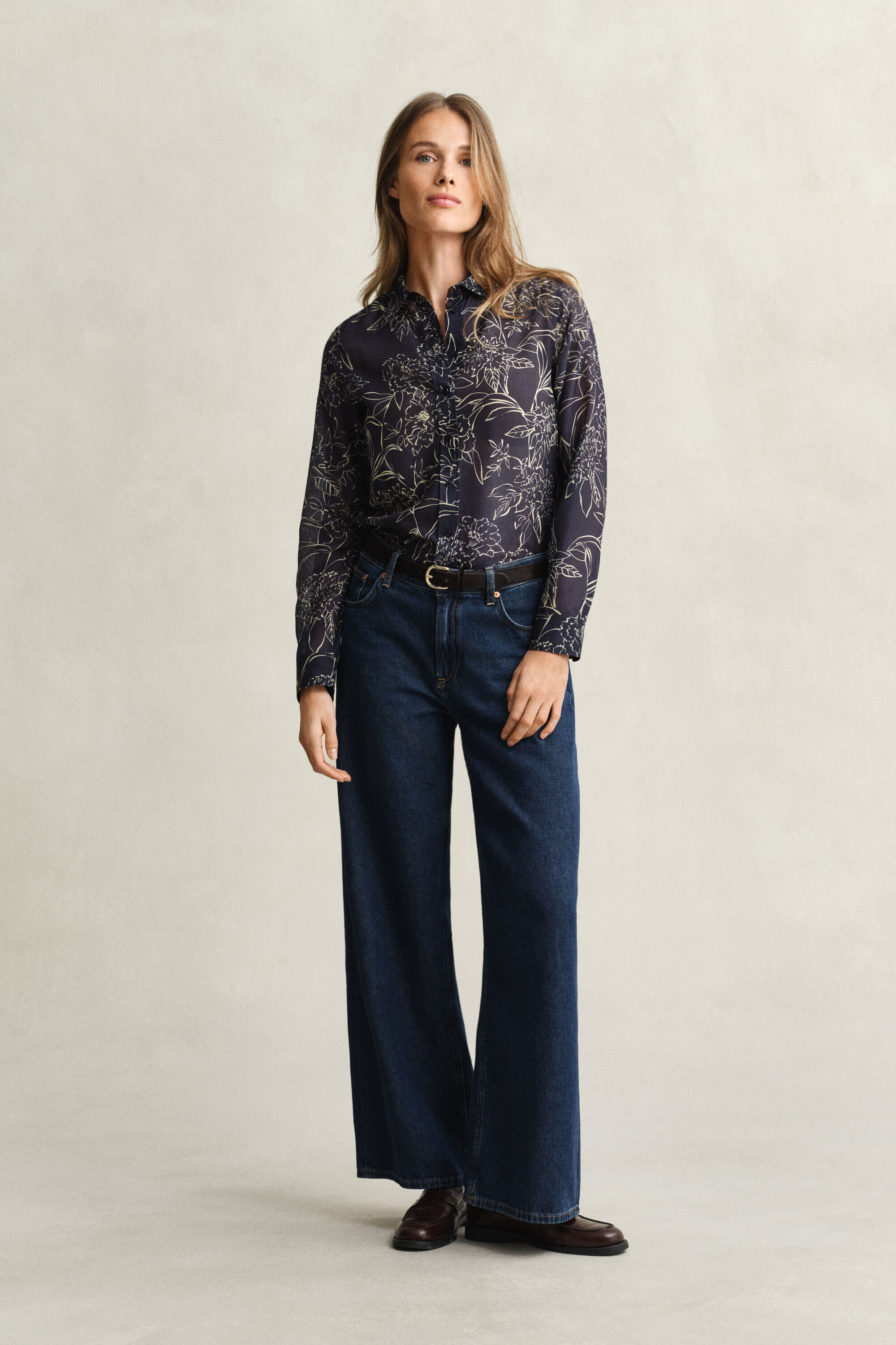 Regular Fit Floral Print Cotton Silk Shirt