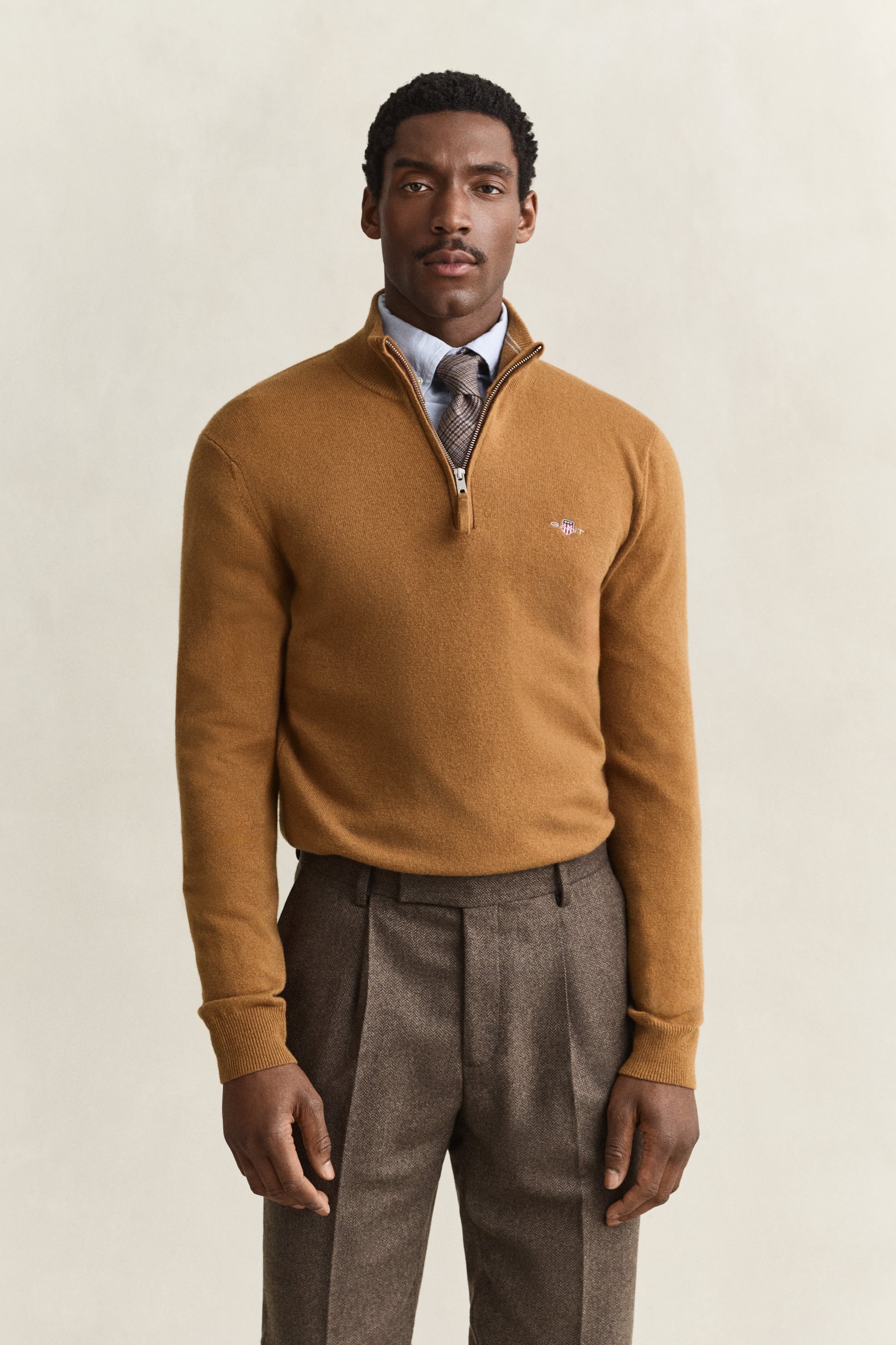 Lambswool Half-Zip Sweater Gant DARK BROWN MELANGE | Official GANT